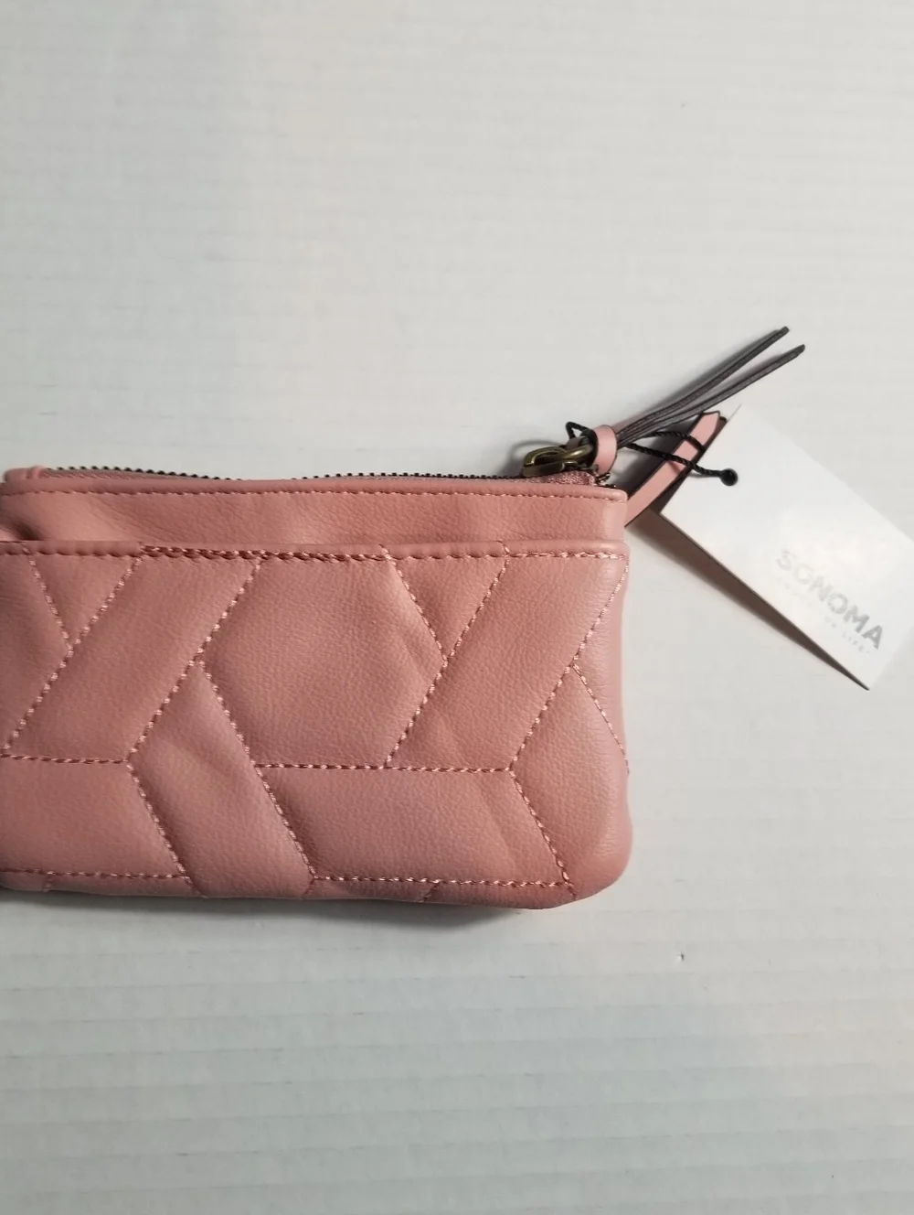 NWT SONOMA PUFFED PINK ZIPPER SMALL WALLET